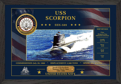 USS Scorpion SSN-589 Framed Patriotic Art