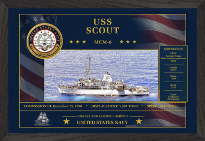 USS Scout MCM-8 Framed Patriotic Art