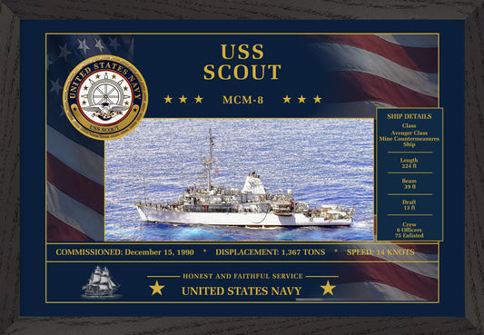USS Scout MCM-8 Framed Patriotic Art