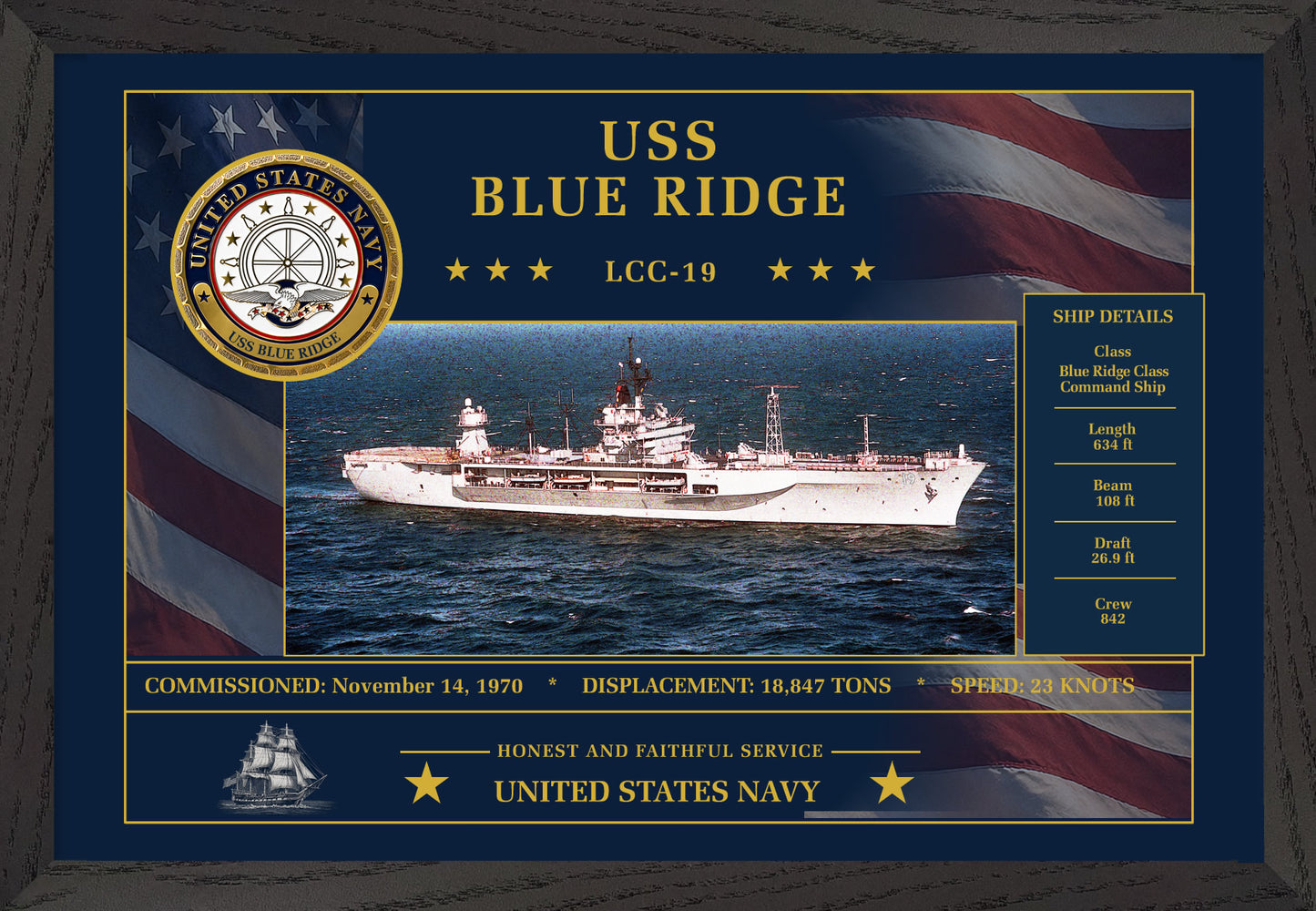 USS Blue Ridge LCC-19 Framed Patriotic Art
