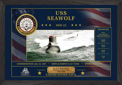 USS Seawolf SSN-21 Framed Patriotic Art
