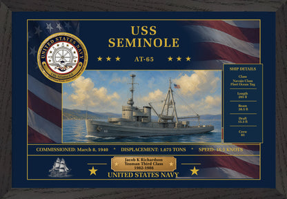 USS Seminole AT-65 Framed Patriotic Art