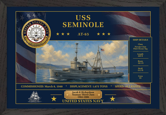 USS Seminole AT-65 Framed Patriotic Art