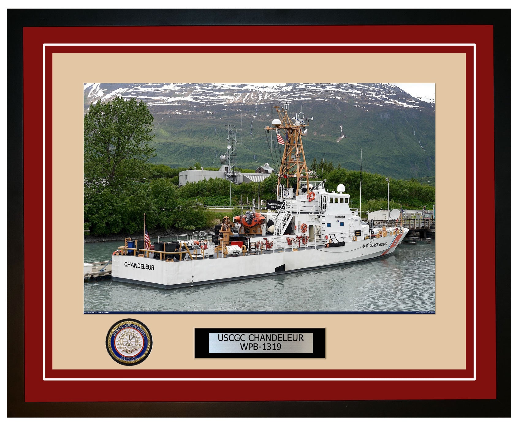 USCGC CHANDELEUR WPB 1319 Framed Coast Guard Ship Photo Burgundy 196WPB1319