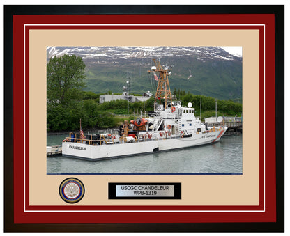 USCGC CHANDELEUR WPB 1319 Framed Coast Guard Ship Photo Burgundy 196WPB1319