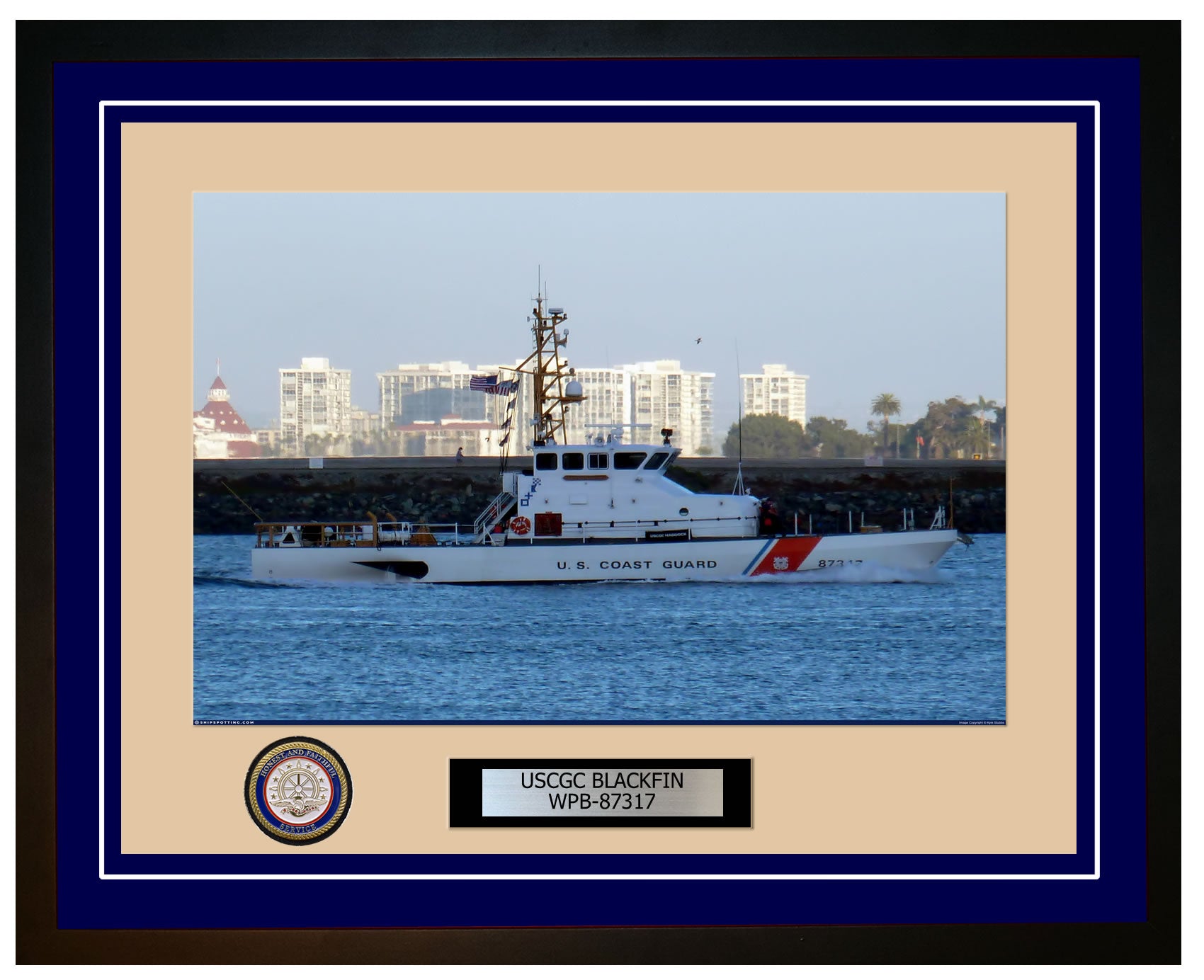 USCGC BLACKFIN WPB 87317 Framed Coast Guard Ship Photo Blue 197WPB87317