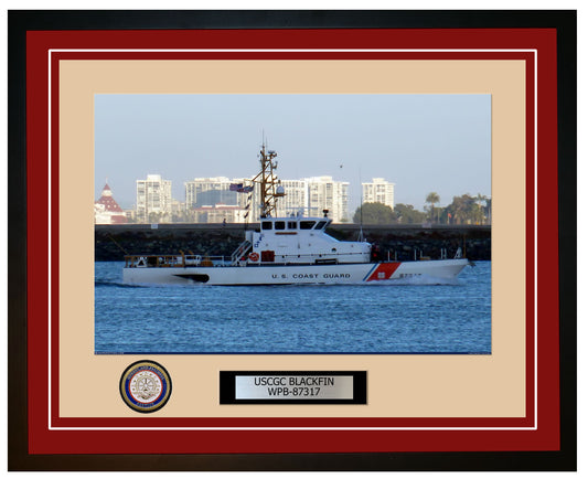 USCGC BLACKFIN WPB 87317 Framed Coast Guard Ship Photo Burgundy 197WPB87317
