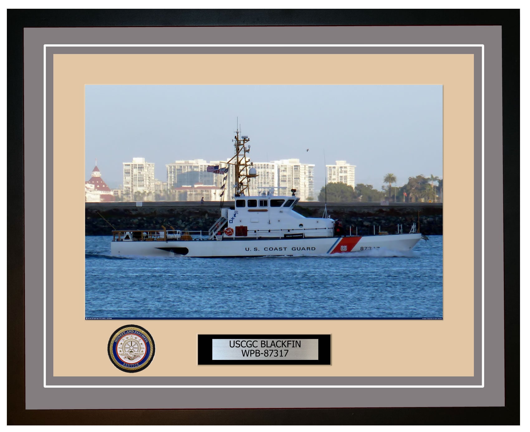 USCGC BLACKFIN WPB 87317 Framed Coast Guard Ship Photo Grey 197WPB87317