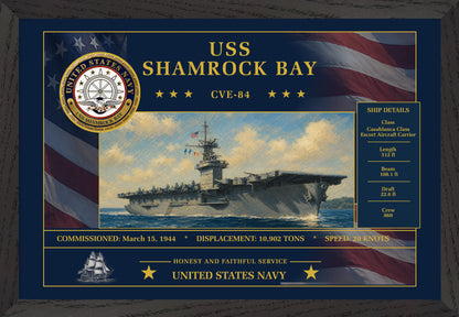 USS Shamrock Bay CVE-84 Framed Patriotic Art