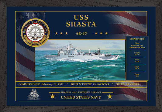 USS Shasta AE-33 Framed Patriotic Art