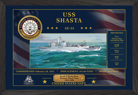 USS Shasta AE-33 Framed Patriotic Art