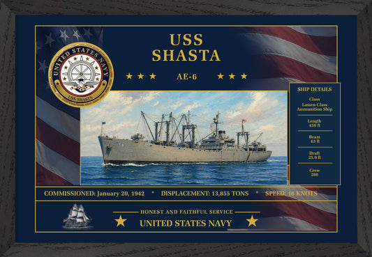 USS Shasta AE-6 Framed Patriotic Art