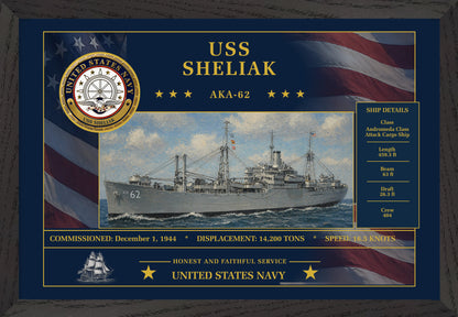 USS Sheliak AKA-62 Framed Patriotic Art