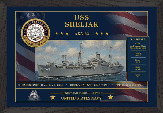 USS Sheliak AKA-62 Framed Patriotic Art