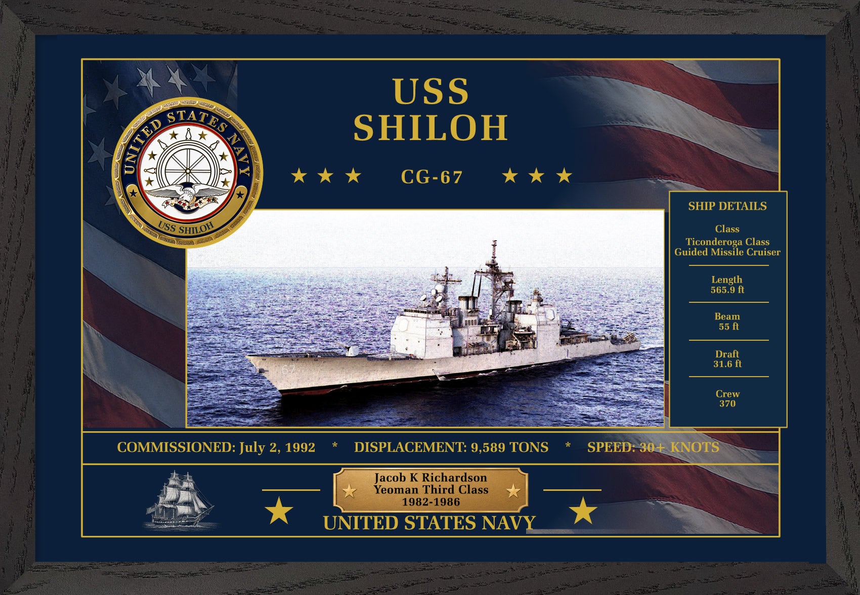 USS Shiloh CG-67 Framed Patriotic Art