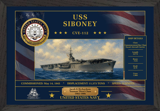 USS Siboney CVE-112 Framed Patriotic Art