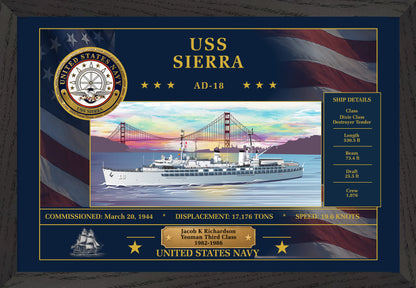 USS Sierra AD-18 Framed Patriotic Art