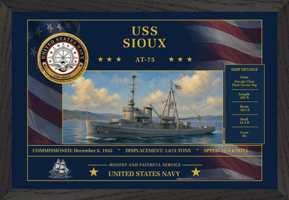 USS Sioux AT-75 Framed Patriotic Art