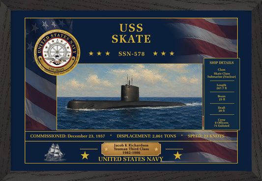 USS Skate SSN-578 Framed Patriotic Art