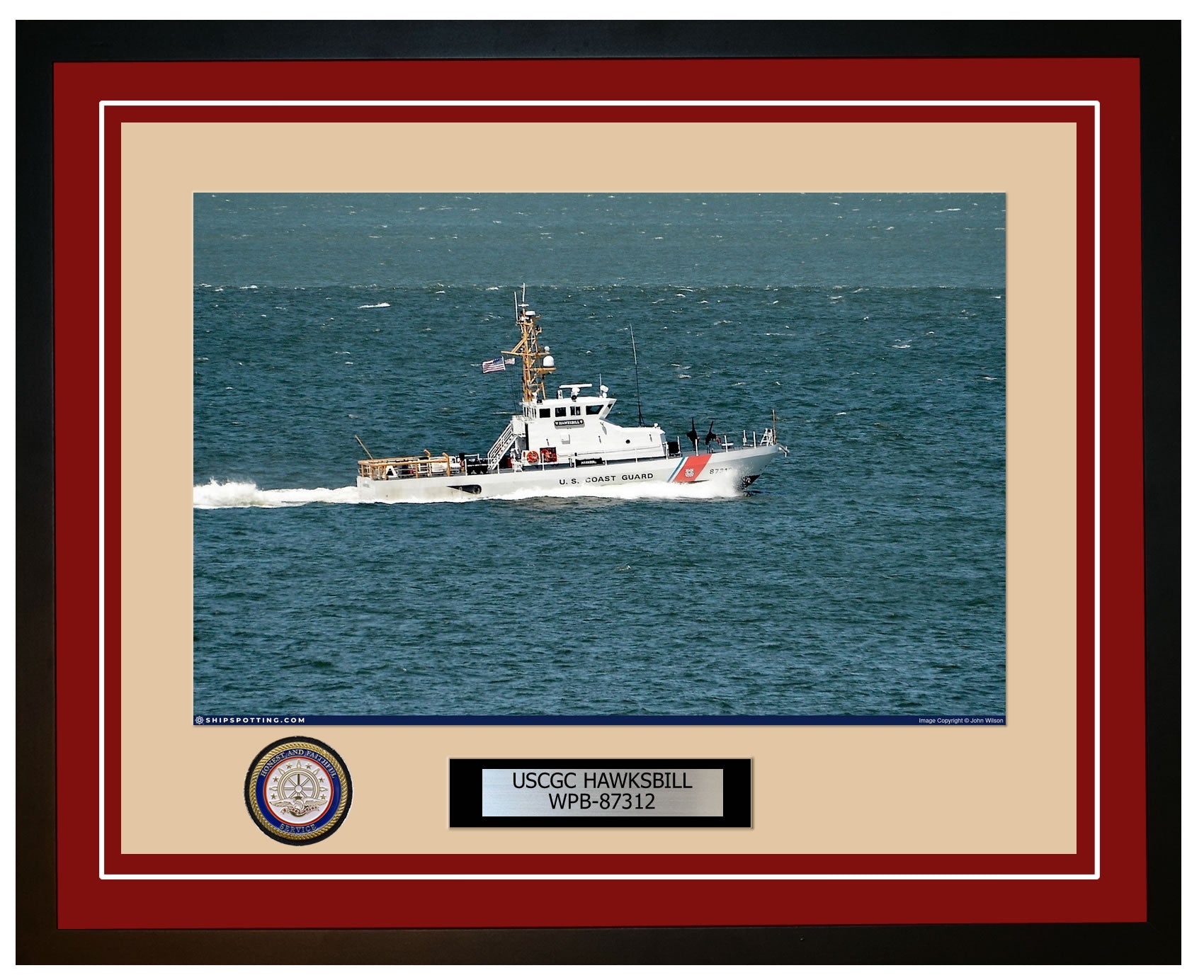 USCGC HAWKSBILL WPB 87312 Framed Coast Guard Ship Photo Burgundy 201WPB87312