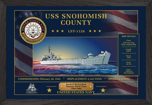 USS Snohomish County LST-1126 Framed Patriotic Art