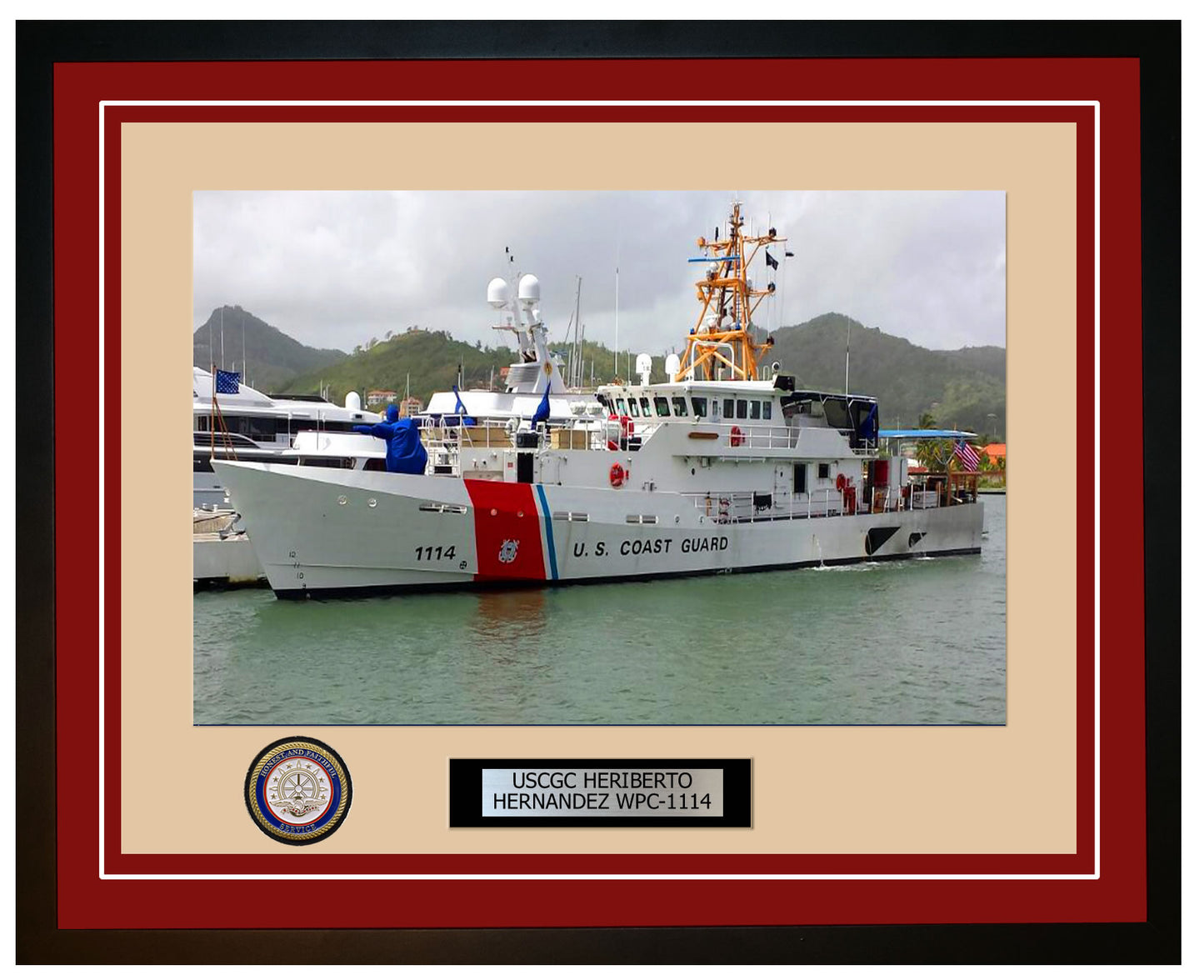 USCGC HERIBERTO HERNANDEZ WPC 1114 Framed Coast Guard Ship Photo Burgundy 202WPC1114