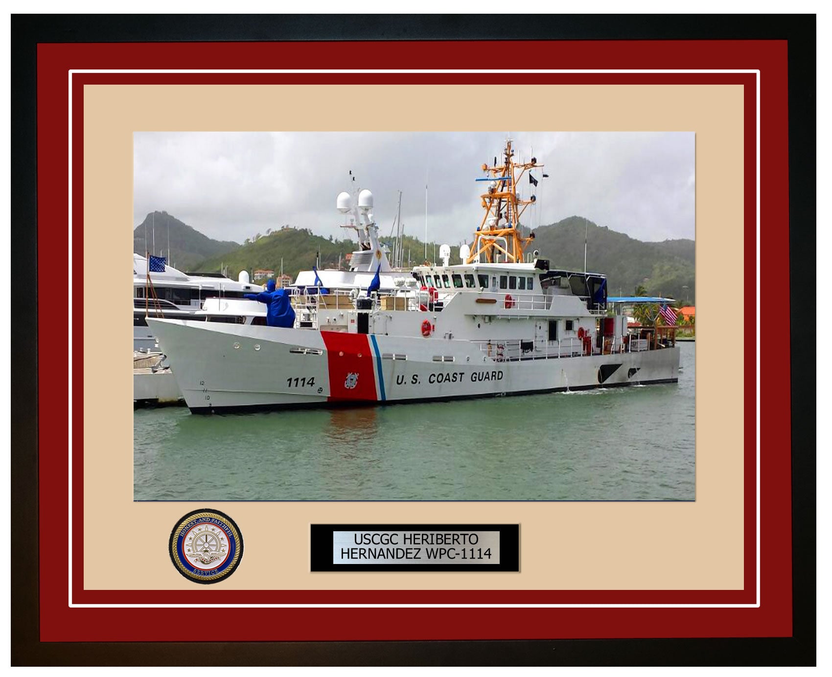 USCGC HERIBERTO HERNANDEZ WPC 1114 Framed Coast Guard Ship Photo Burgundy 202WPC1114