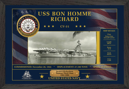 USS Bon Homme Richard CV-31 Framed Patriotic Art