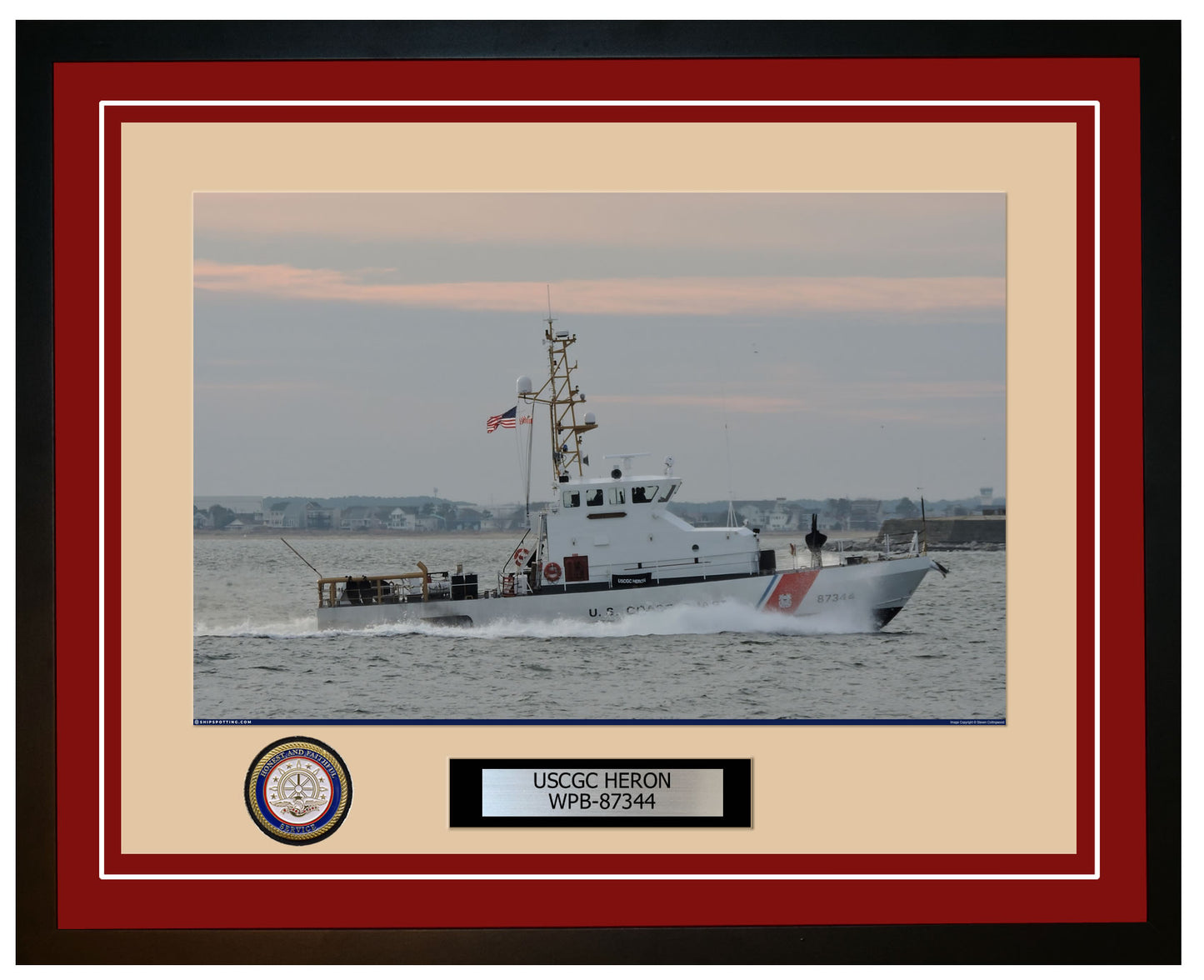 USCGC HERON WPB 87344 Framed Coast Guard Ship Photo Burgundy 203WPB87344