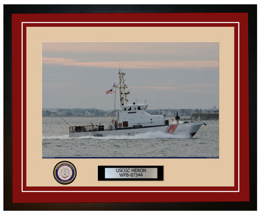 USCGC HERON WPB 87344 Framed Coast Guard Ship Photo Burgundy 203WPB87344