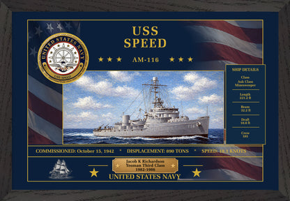 USS Speed AM-116 Framed Patriotic Art