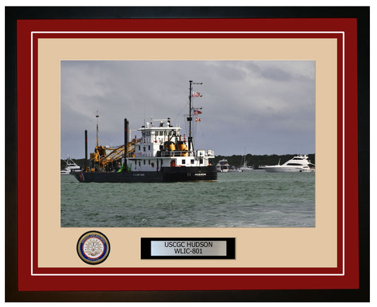 USCGC HUDSON WLIC 801 Framed Coast Guard Ship Photo Burgundy 204WLIC801