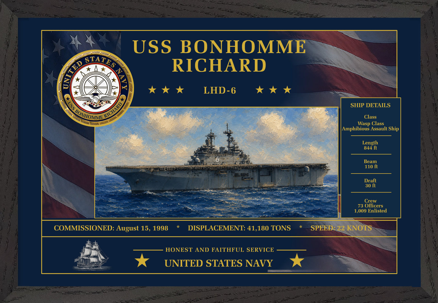 USS Bonhomme Richard LHD-6 Framed Patriotic Art