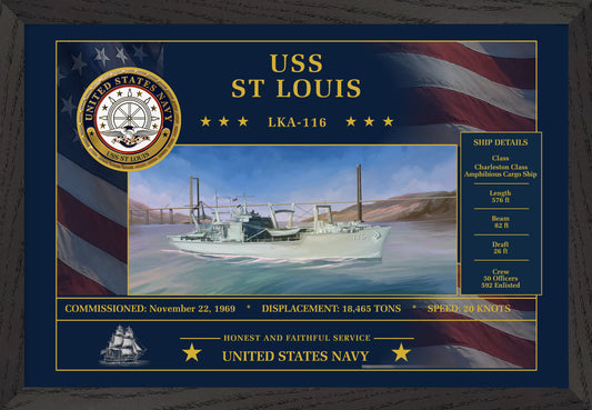 USS St Louis LKA-116 Framed Patriotic Art