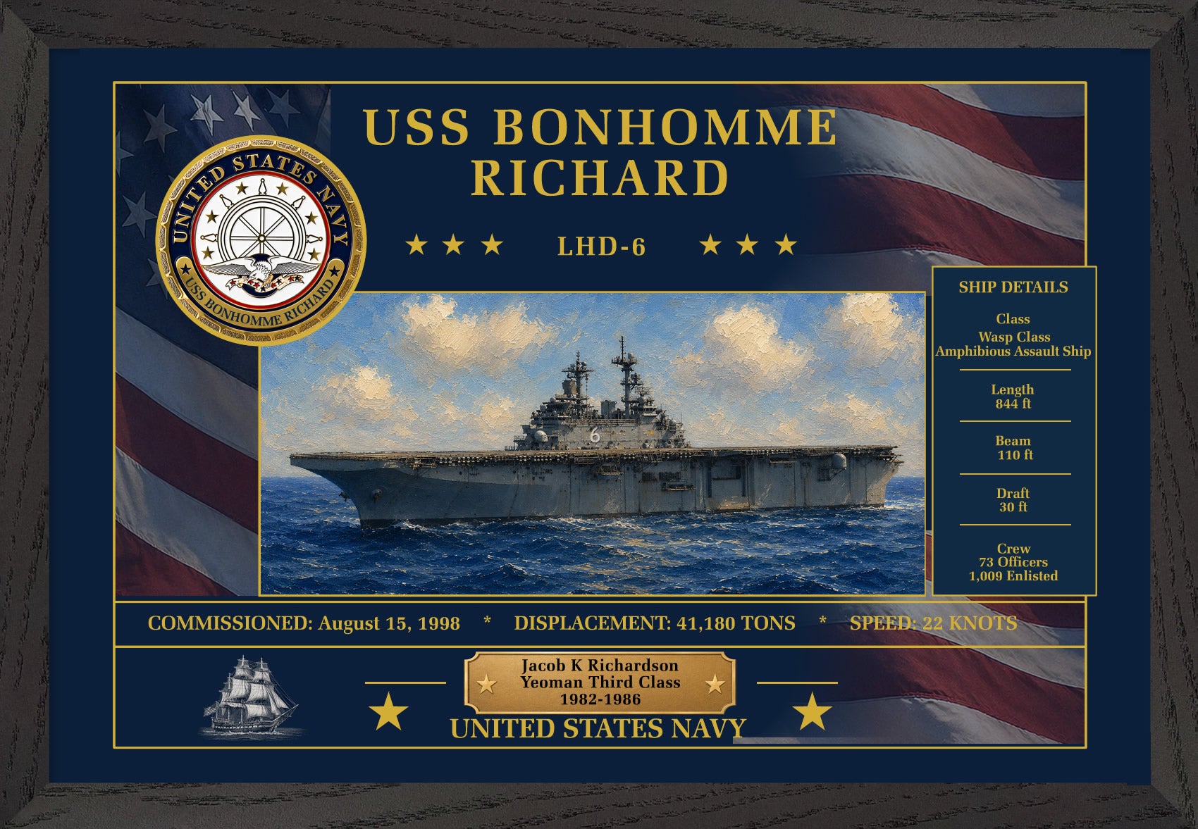 USS Bonhomme Richard LHD-6 Framed Patriotic Art