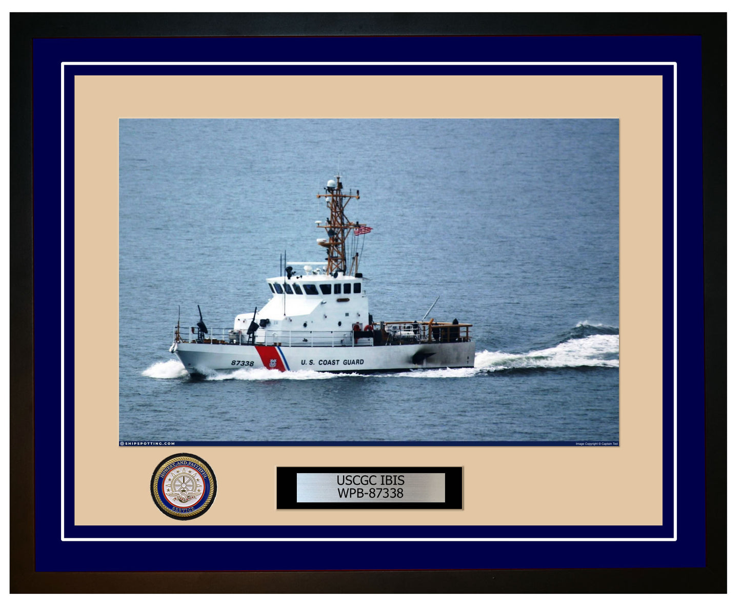 USCGC IBIS WPB 87338 Framed Coast Guard Ship Photo Blue 205WPB87338