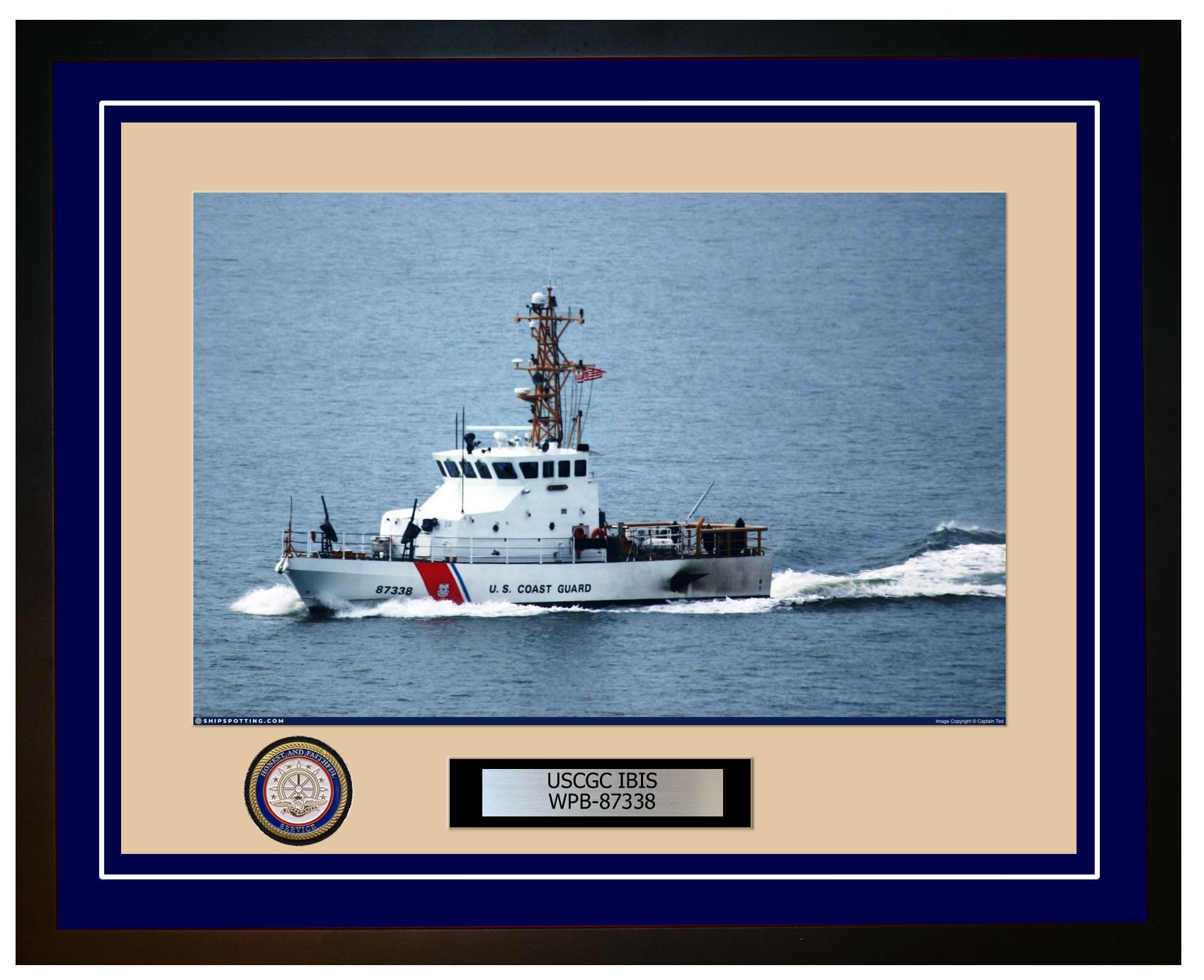 USCGC IBIS WPB 87338 Framed Coast Guard Ship Photo Blue 205WPB87338