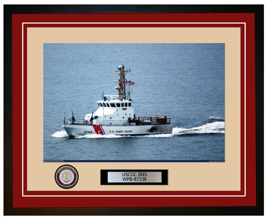 USCGC IBIS WPB 87338 Framed Coast Guard Ship Photo Burgundy 205WPB87338