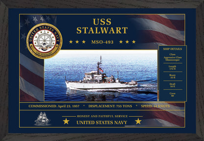 USS Stalwart MSO-493 Framed Patriotic Art