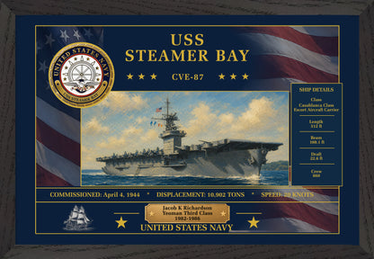 USS Steamer Bay CVE-87 Framed Patriotic Art