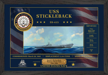 USS Stickleback SS-415 Framed Patriotic Art