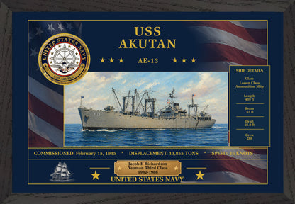 USS Akutan AE-13 Framed Patriotic Art