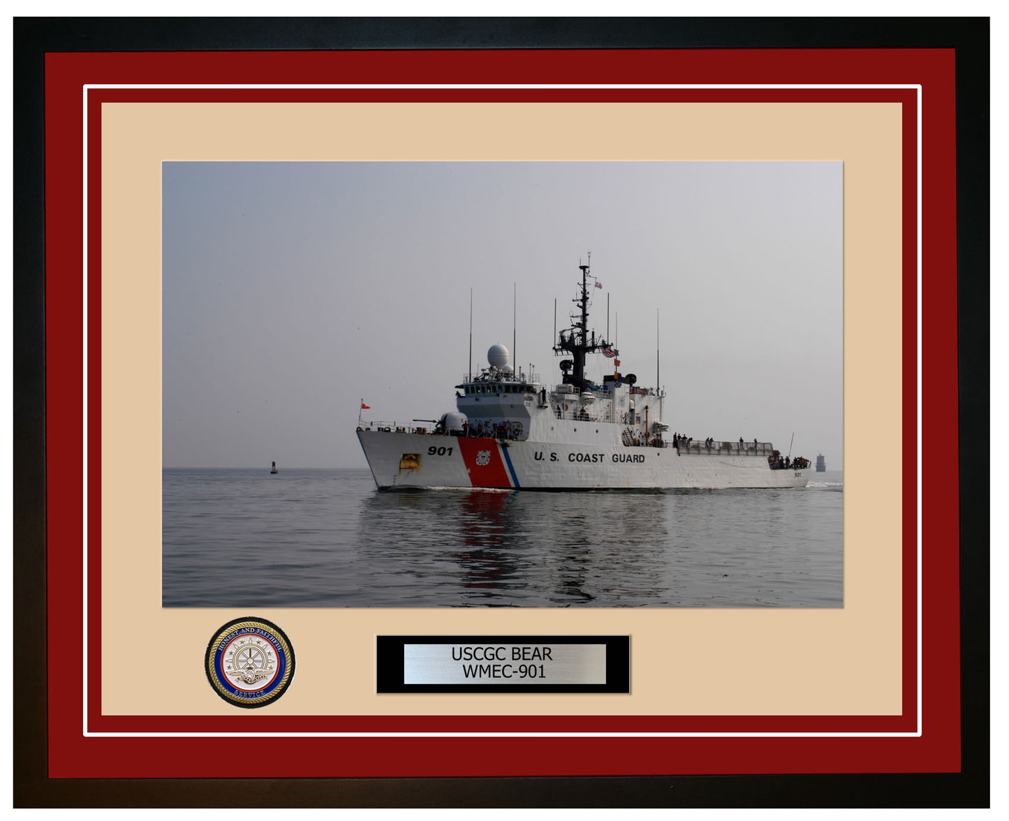 USCGC BEAR WMEC 901 Framed Coast Guard Ship Photo Burgundy 20WMEC901
