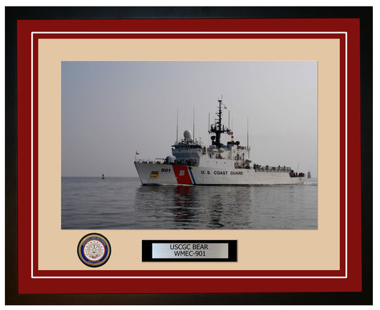 USCGC BEAR WMEC 901 Framed Coast Guard Ship Photo Burgundy 20WMEC901