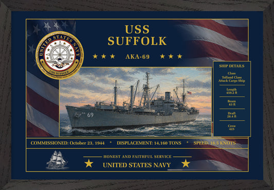 USS Suffolk AKA-69 Framed Patriotic Art