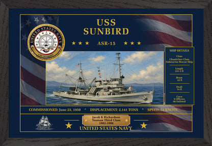 USS Sunbird ASR-15 Framed Patriotic Art