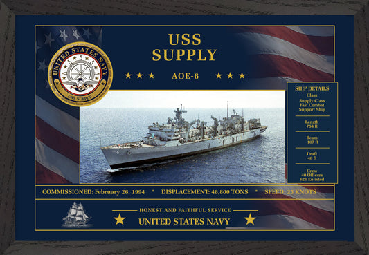 USS Supply AOE-6 Framed Patriotic Art