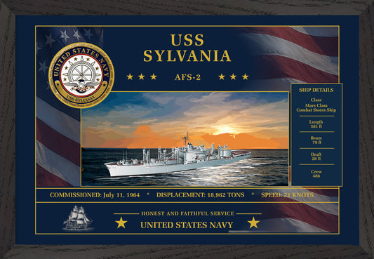 USS Sylvania AFS-2 Framed Patriotic Art