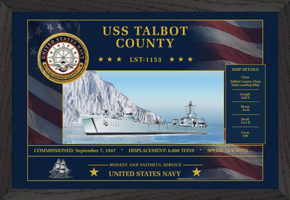 USS Talbot LST-115 Framed Patriotic Art