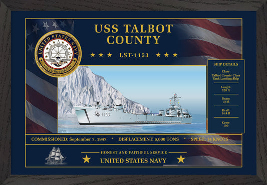 USS Talbot LST-115 Framed Patriotic Art